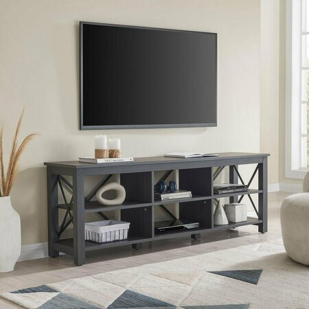 HUDSON & CANAL 80 in. Sawyer Rectangular TV Stand Charcoal Gray TV1405